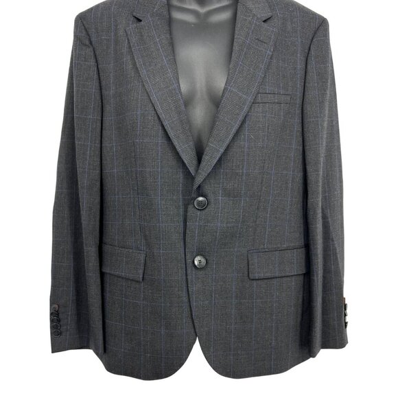 Hugo Mens Gray Checkered Two-Button Blazer Size 38 S 38S Lined Work Pockets New - Picture 5 of 11